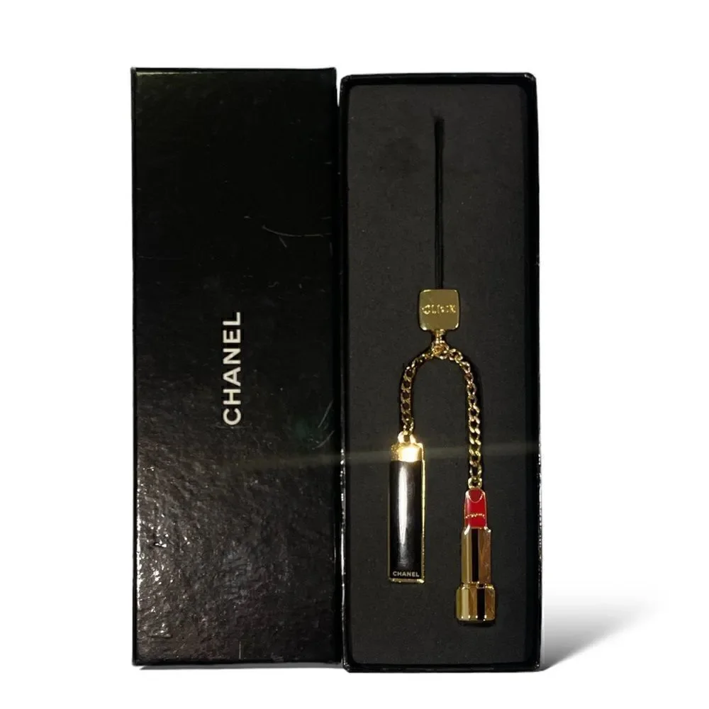 Authentic CHANEL Lipstick/Makeup Charms on Gold-Tone Chain